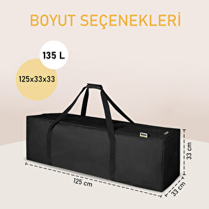 Haegs Taşıma Çantası, Uzun Kare Çok Amaçlı Fermuarlı Dayanıklı Seyahat Spor Hurç, Valiz, 135l (125 X 33 X 33 Cm) - Siyah