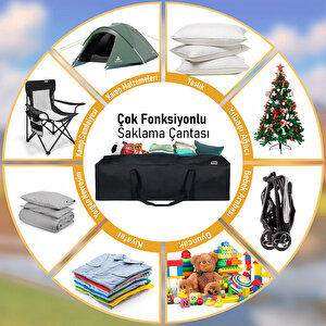 Haegs Taşıma Çantası, Uzun Kare Çok Amaçlı Fermuarlı Dayanıklı Seyahat Spor Hurç, Valiz, 135l (125 X 33 X 33 Cm) - Siyah