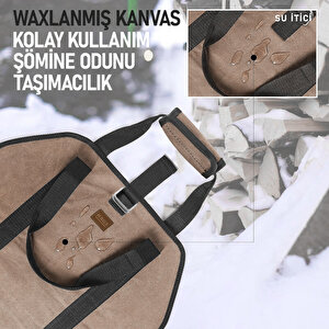 Haegs Şömine Odun Çantası, Yakacak Kütük Taşıma Depolama Çantası, Şömine Odun Sobası Aksesuarları -kahverengi