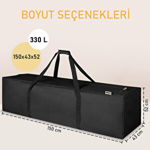 Haegs Taşıma Çantası, Uzun Geniş Çok Amaçlı Fermuarlı Dayanıklı Seyahat Hurç, Valiz, 330l (150 X 43 X 52 Cm) - Siyah