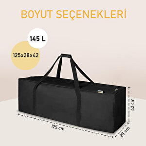 Haegs Taşıma Çantası, Uzun Dar Yüksek Çok Amaçlı Fermuarlı Dayanıklı Seyahat Spor Hurç, Valiz, 145l (125 X 28 X 42 Cm) - Siyah