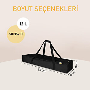 Haegs Taşıma Çantası, Çok Amaçlı Küçük Alet Çantası, Fermuarlı Dayanıklı 12l (50 X 15 X 10 Cm) Siyah