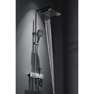 Lüks Bakır Gövde Dijital Ekranlı Duş Sistemi Dijital Isı Göstergeli Premium Piyano Duş Takımı