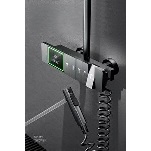 Lüks Bakır Gövde Dijital Ekranlı Duş Sistemi Dijital Isı Göstergeli Premium Piyano Duş Takımı