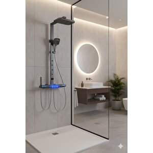 Premium Dijital Piyano Duş Seti - Led Isı Göstergeli Ve Renk Değiştiren Ambiyanslı Tam Bakır Gövde