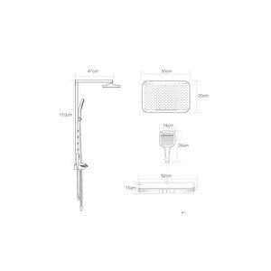 Premium Dijital Piyano Duş Seti - Led Isı Göstergeli Ve Renk Değiştiren Ambiyanslı Tam Bakır Gövde