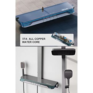 Premium Dijital Piyano Duş Seti - Led Isı Göstergeli Ve Renk Değiştiren Ambiyanslı Tam Bakır Gövde