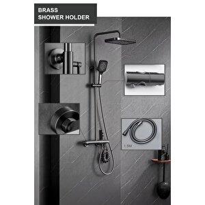 Gun Grey Dijital Duş Sistemi - Piyano Butonlu 4 Fonksiyonlu Yağmurlama Seti - Full Bakır Gövde