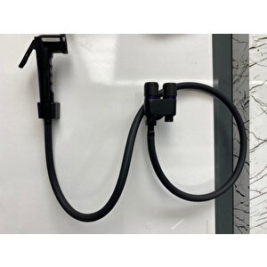 Siyah Taharetmatik Şattaf Seti Çift Yönlü Taharet Musluğu Kolay Montajlı Klozet Banyo Temizleme Set