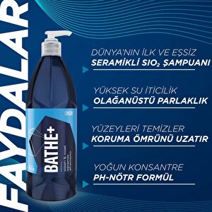 Gyeon Q²m Bathe+ Plus Seramik Bazlı Ph Nötr Cilalı Oto Şampuanı 1000 Ml Su İtici Araç Yıkama Köpüğü