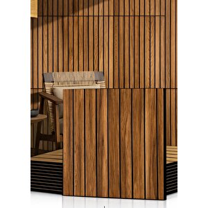 Kendinden Yapışkanlı Meşe Girintili 3d Akustik Esnek Lambiri 40cmx40cm Duvar Paneli Kağıdı Nw198