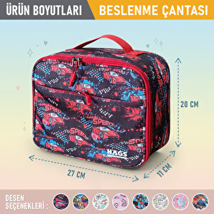 Haegs Çocuk Beslenme Çantası,  Kreş Ve Okul İçin Küçük Öğrenci Öğle Yemeği Kutusu - Speed Car