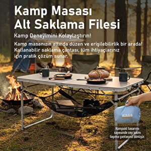 Haegs Masa Altı Saklama Filesi, Kamp Piknik Outdoor Için  Organizer Kese Hurç File - S- 35x35 Cm - Gri