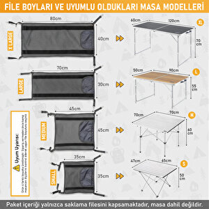 Haegs Masa Altı Saklama Filesi, Kamp Piknik Outdoor Için  Organizer Kese Hurç File - Xl - 80x40 Cm - Mavi