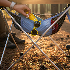 Haegs Masa Altı Saklama Filesi, Kamp Piknik Outdoor Için  Organizer Kese Hurç File - L - 70x30 Cm - Gri