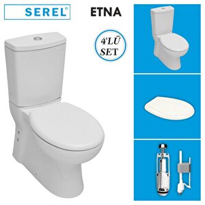 Etna Duvara Sıfır Klozet + Rezervuar + İç Takım + Anemon Pp Yavaş Kapanan Kapak 4'lü Set