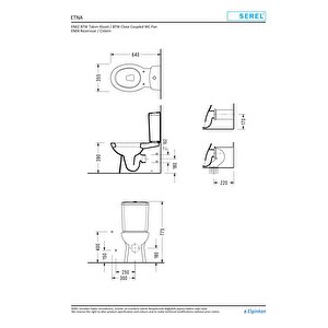 Serel Etna Duvara Sıfır Klozet + Rezervuar + İç Takım + Anemon Pp Yavaş Kapanan Kapak 4'lü Set