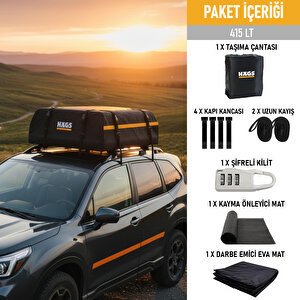 Haegs Araç Üstü Bagaj Çantası, Port Bagaj, Araç Üstü Tavan Çantası, Için (üst Rafı, Çıtası Olan Veya Olmayan) 415l (112 X 86 X 43cm) Siyah - Turuncu