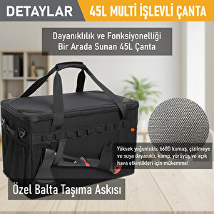 Haegs Araba Bagaj Organizer Çanta, Çok Amaçlı Termal Çanta,  Taktik, Yalıtımlı Soğutucu Yemek Taşıma Çantası, 45 Lt, Gri