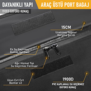 Haegs Araç Üstü Bagaj Çantası, Port Bagaj, Araç Üstü Tavan Çantası, Için (üst Rafı, Çıtası Olan Veya Olmayan) 570l (130 X 102 X 43cm) Siyah - Turuncu