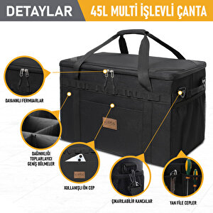 Haegs Araba Bagaj Organizer Çanta, Çok Amaçlı Termal Çanta,  Taktik, Yalıtımlı Soğutucu Yemek Taşıma Çantası, 45 Lt, Mavi