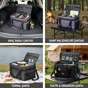 Haegs Araba Bagaj Organizer Çanta, Çok Amaçlı Termal Çanta,  Taktik, Yalıtımlı Soğutucu Yemek Taşıma Çantası, 45 Lt, Mavi