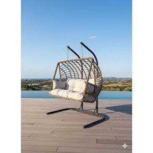 Lüx Çift Kişilik Rattan Bahçe Ve Balkon Salıncağı