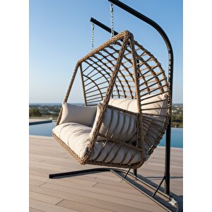 Lüx Çift Kişilik Rattan Bahçe Ve Balkon Salıncağı