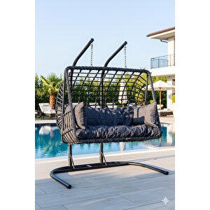 Liv Aksesuar Oscar Lüks İkili Rattan Bahçe Ve Balkon Salıncağı