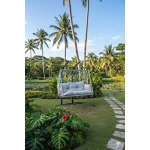 Liv Aksesuar Oscar Lüks İkili Rattan Bahçe Ve Balkon Salıncağı