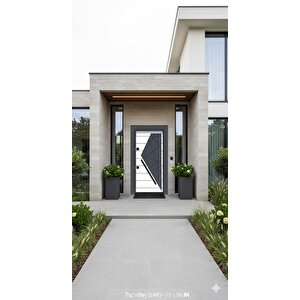 Liv Aksesuar Modern Antrasit Detaylı Beyaz Villa Çelik Kapı