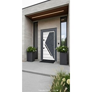 Liv Aksesuar Modern Antrasit Detaylı Beyaz Villa Çelik Kapı