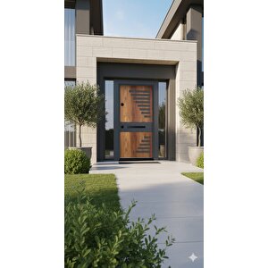Modern Villa Serisi Antrasit & Meşe Çelik Kapı