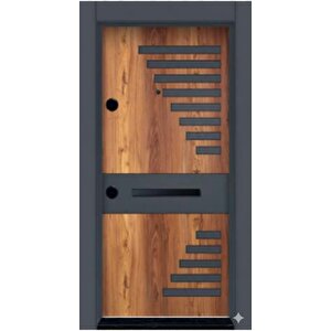 Modern Villa Serisi Antrasit & Meşe Çelik Kapı