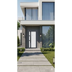 Modern Villa Serisi - Antrasit Çizgili Yatay Panel Çelik Kapı