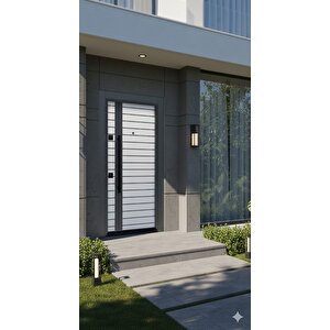 Modern Villa Serisi - Antrasit Çizgili Yatay Panel Çelik Kapı