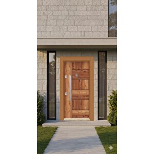 Liv Aksesuar Modern Antrasit Detaylı Ahşap Görünümlü Villa Çelik Kapı - Güvenlik Serisi