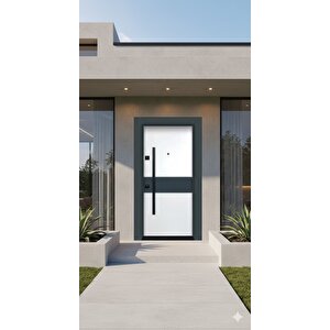 Modern Trend - Antrasit Detaylı Beyaz Villa Tipi Çelik Kapı (lüks Seri)