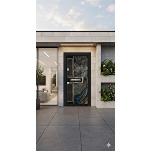 Artemis Serisi - Lüks Mermer Görünümlü Ve Altın Detaylı Modern Çelik Kapı