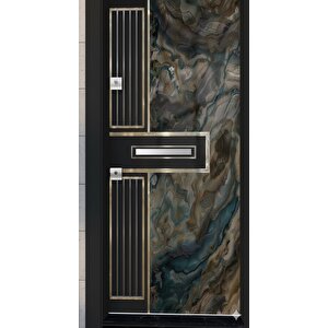 Artemis Serisi - Lüks Mermer Görünümlü Ve Altın Detaylı Modern Çelik Kapı
