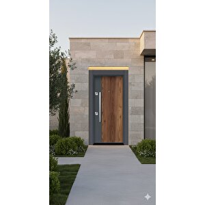 Liv Aksesuar Modern Antrasit & Ahşap Görünümlü Villa Çelik Kapı