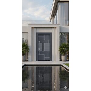 Modern Serisi Antrasit Villa Giriş Kapısı - Çelik Konstrüksiyonlu Özel Tasarım