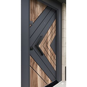 Modern Antrasit & Doğal Ahşap Görünümlü Villa Çelik Kapı