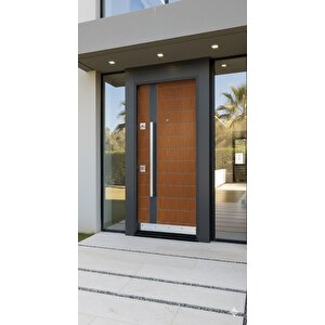 Modern Villa Serisi - Antrasit Çerçeveli Ahşap Desenli Çelik Kapı