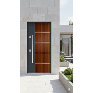 Modern Villa Serisi - Ahşap Görünümlü Antrasit Çelik Kapı