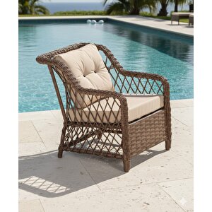 Premium El Örmesi Doğal Rattan Bahçe Ve Balkon Koltuğu