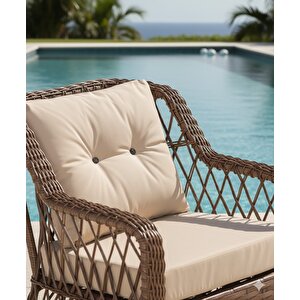 Premium El Örmesi Doğal Rattan Bahçe Ve Balkon Koltuğu