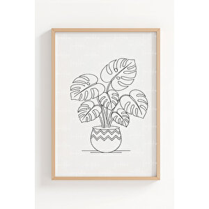 Minimal Çizgi İllüstrasyonlar 3’lü Ahşap Çerçeveli Tablo Seti - Modern Duvar Dekoru 21x30 cm