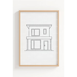 Minimal Çizgi İllüstrasyonlar 3’lü Ahşap Çerçeveli Tablo Seti - Modern Duvar Dekoru