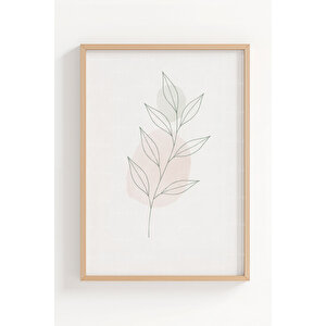 Soft Minimal Doğa Çizimleri 3’lü Ahşap Çerçeveli Tablo Seti - Modern & Sade Duvar Dekoru 30x42 cm